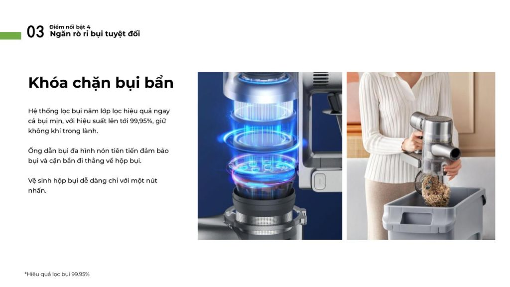 Khả năng “khóa chặt” bụi bẩn của Dreame R20