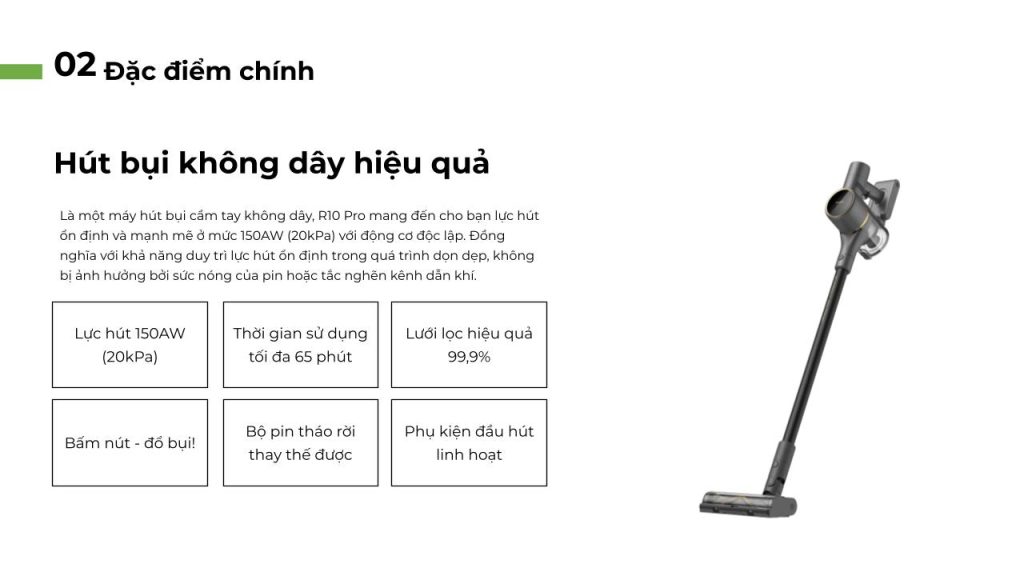 Ưu điểm nổi bật của Máy hút bụi cầm tay không dây Dreame R10 Pro