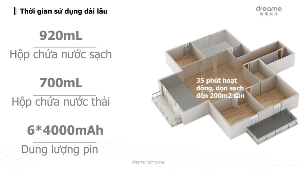 Thời gian sử dụng dài lâu của Dreame M12