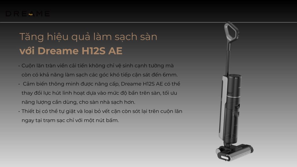 Đặc điểm máy hút bụi lau sàn khô & ướt cầm tay không dây thông minh Dreame H12S AE