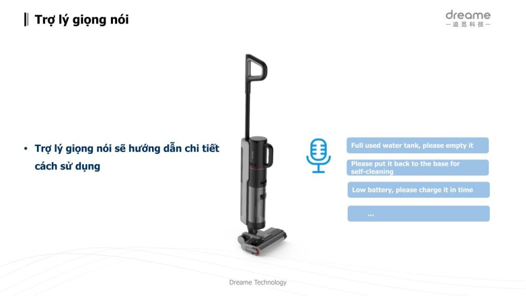 Trợ lý giọng nói của máy hút bụi lau sàn khô & ướt cầm tay không dây thông minh Dreame M12