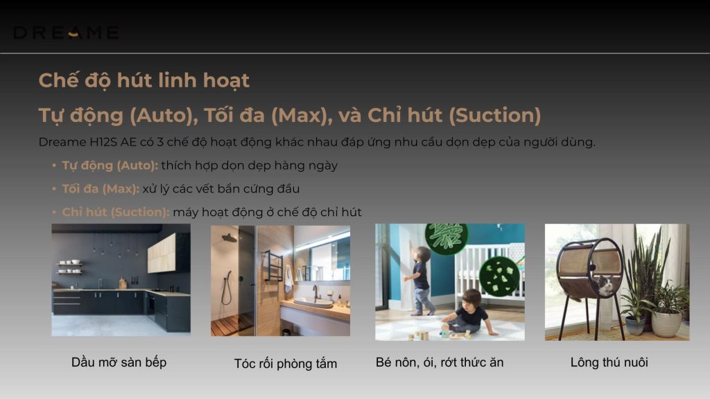 Chế độ hút linh hoạt của Dreame H12S AE