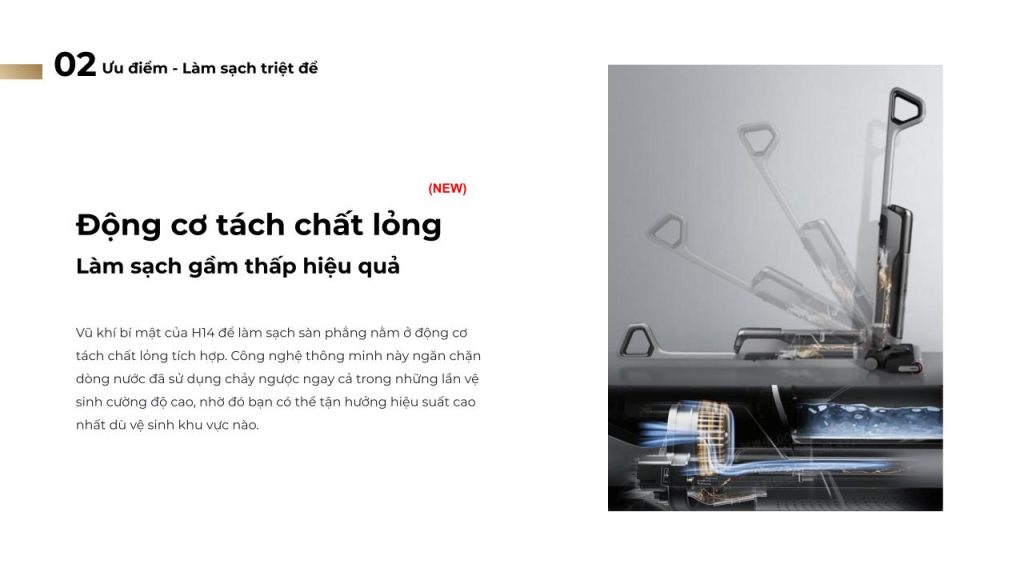 ĐẶC ĐIỂM MÁY HÚT BỤI LAU SÀN KHÔ & ƯỚT CẦM TAY KHÔNG DÂY THÔNG MINH DREAME H14