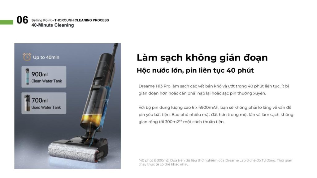 Đặc điểm máy hút bụi lau sàn khô & ướt cầm tay không dây thông minh Dreame H13 Pro