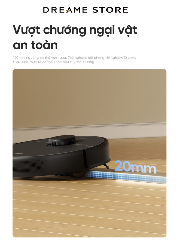 Dreame D9 Max gen 2 vượt gờ cửa