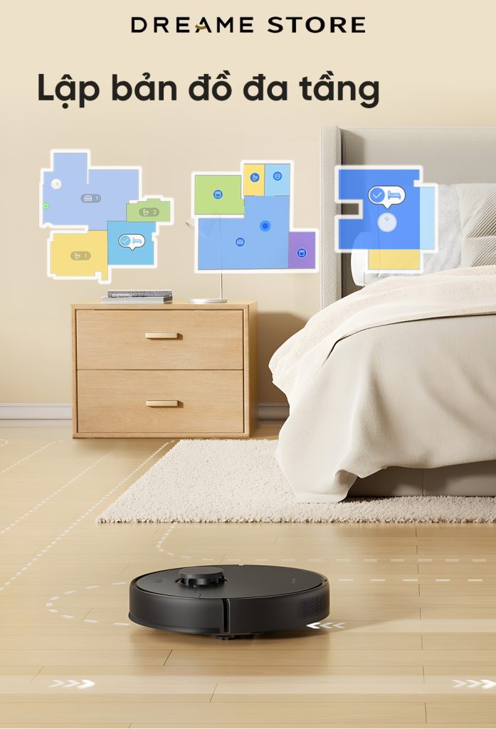 Dreame D9 Max gen 2 lập bản đồ đa tầng