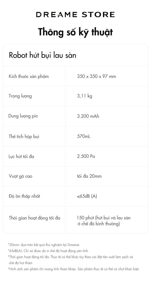 Dreame F9 Pro thông số kỹ thuật