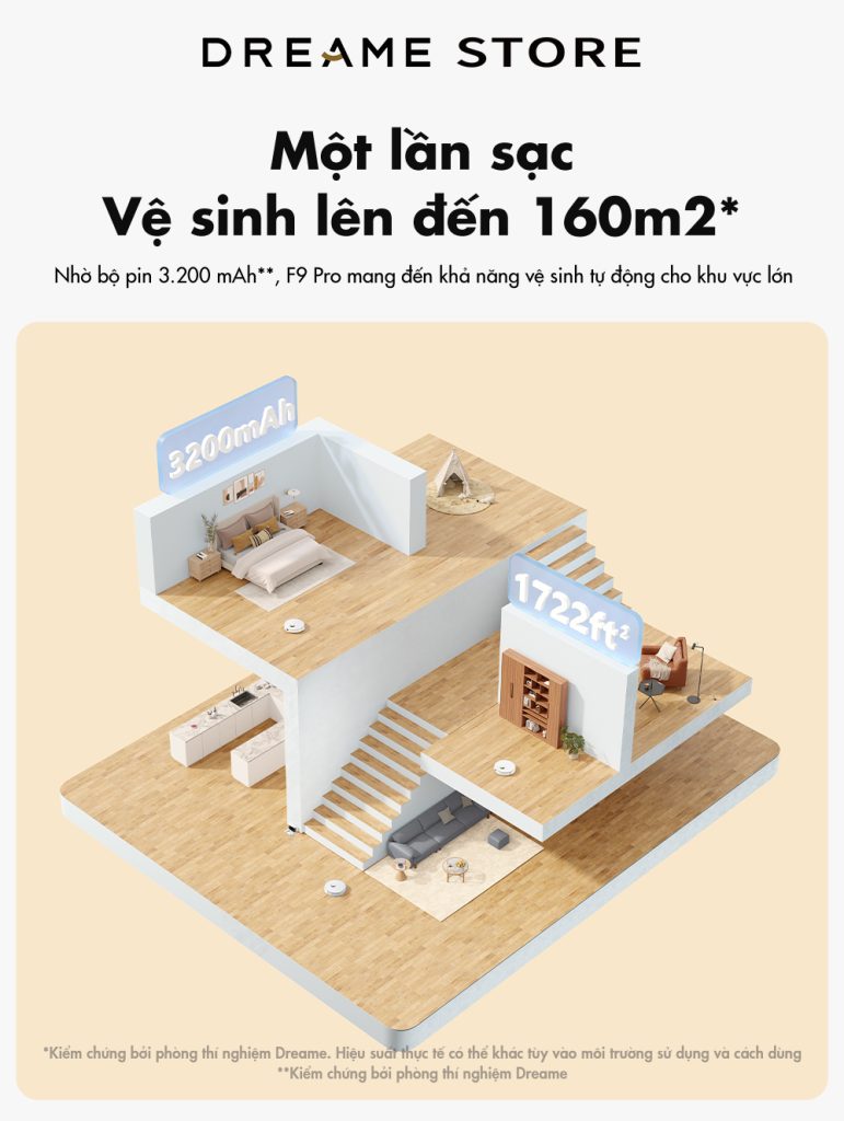 Dreame F9 Pro bộ pin 3.200 mAh