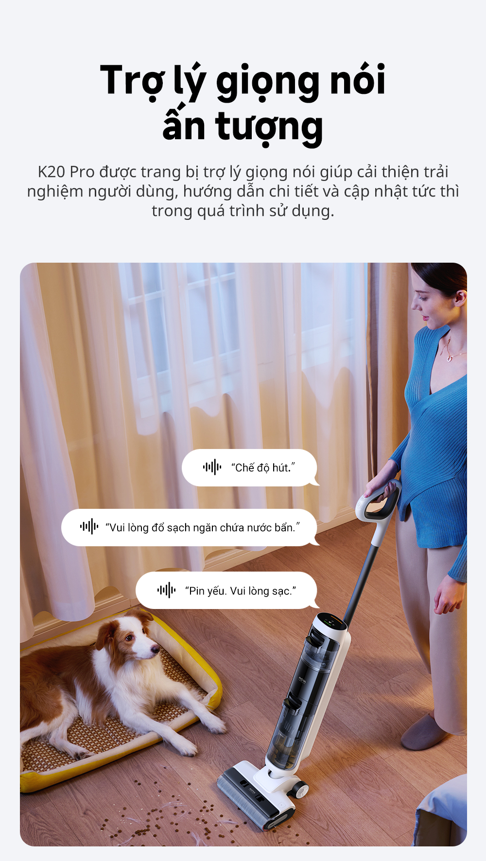 Đặc điểm máy hút bụi lau sàn khô & ướt cầm tay không dây thông minh Mova K20 Pro