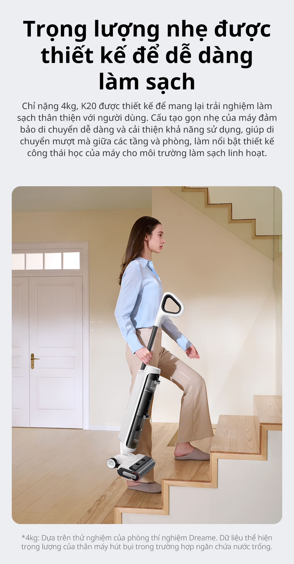 Đặc điểm máy hút bụi lau sàn khô & ướt cầm tay không dây thông minh Mova K20