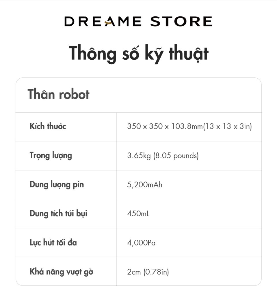 Dreame L10 Prime thông số kỹ thuật