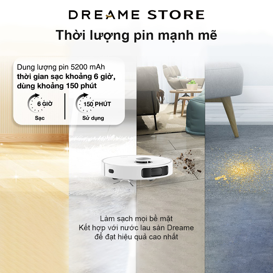 Dreame L10 Ultra thời lượng pin mạnh mẽ