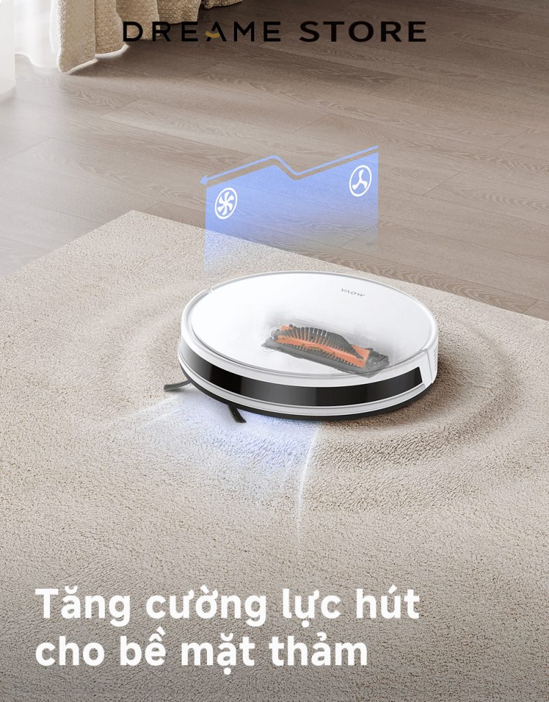 Mova E10 tăng cường lực hút khi lên thảm