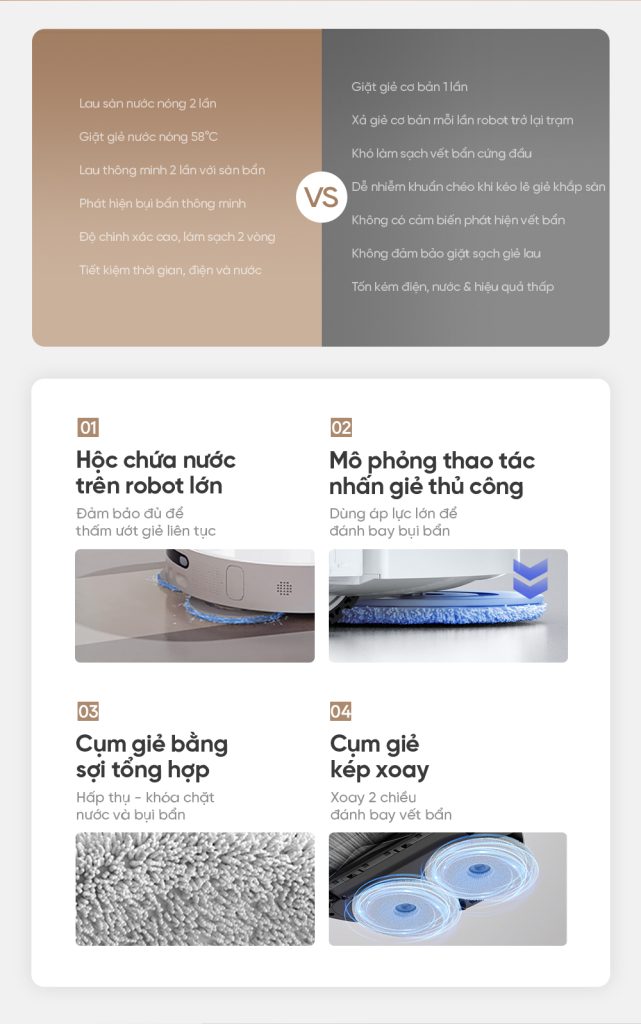 Dreame L10s Pro Ultra Heat - so sánh hiệu quả lau nhà bằng nước nóng