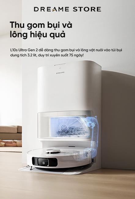 Dreame L10s Ultra Gen 2 - thu gom bụi và lông hiệu quả