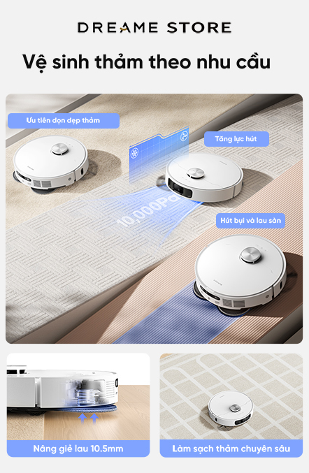 Dreame L10s Ultra Gen 2 - các chế độ làm sạch thảm