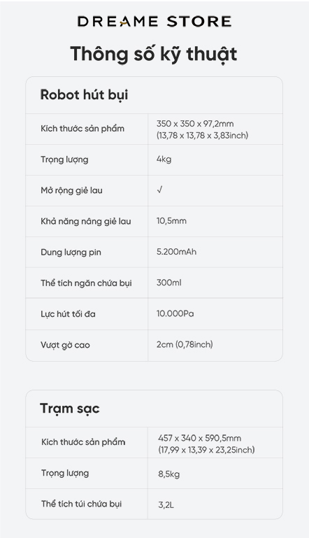 Dreame L10s Ultra Gen 2 - Thông số kỹ thuật