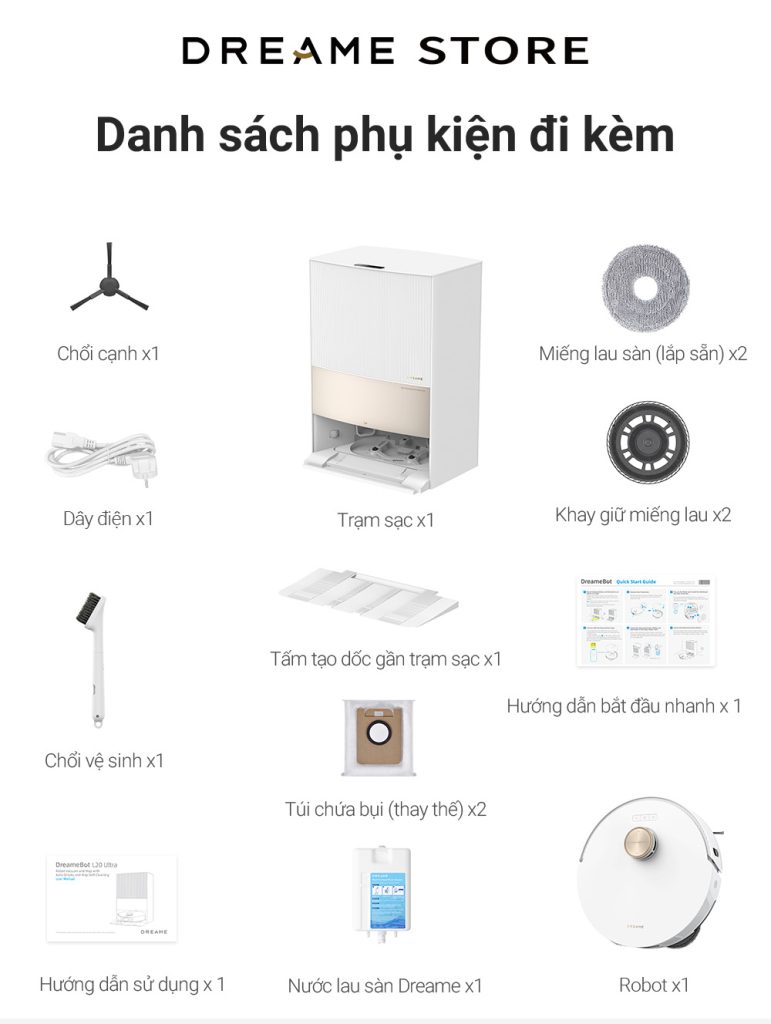 Dreame L20 Ultra - phụ kiện đi kèm