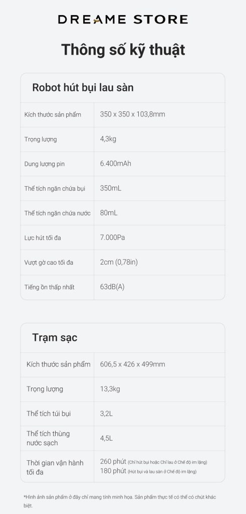 Dreame L20 Ultra - thông số kỹ thuật