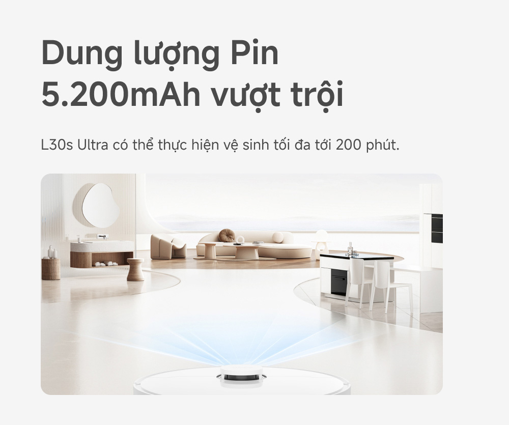 Dreame L30s Ultra - Dung lượng pin