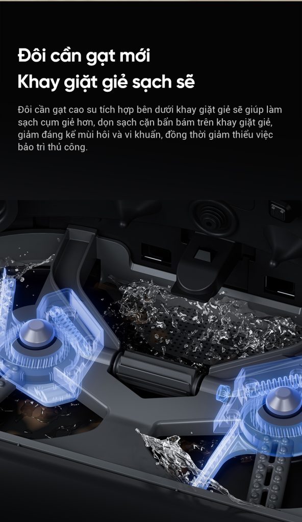 Dreame X30 Master cần gạt vệ sinh khay giặt giẻ