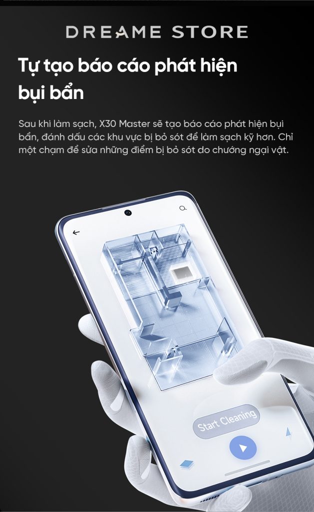 Dreame X30 Master báo cáo phát hiện bụi bẩn
