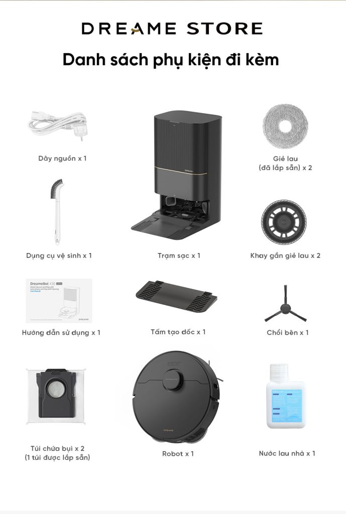 Dreame X30 Ultra danh sách phụ kiện
