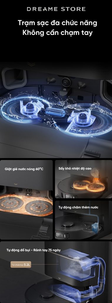 Dreame X30 Ultra trạm sạc đa chức năng không cần chạm tay