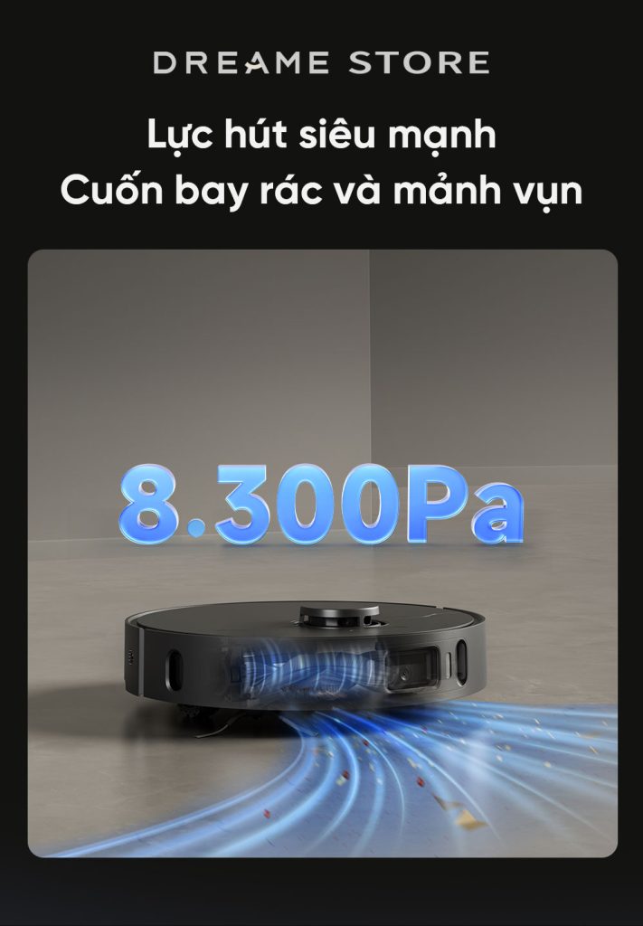 Dreame X30 Ultra lực hút siêu mạnh cuốn bay rác và mảnh vụn