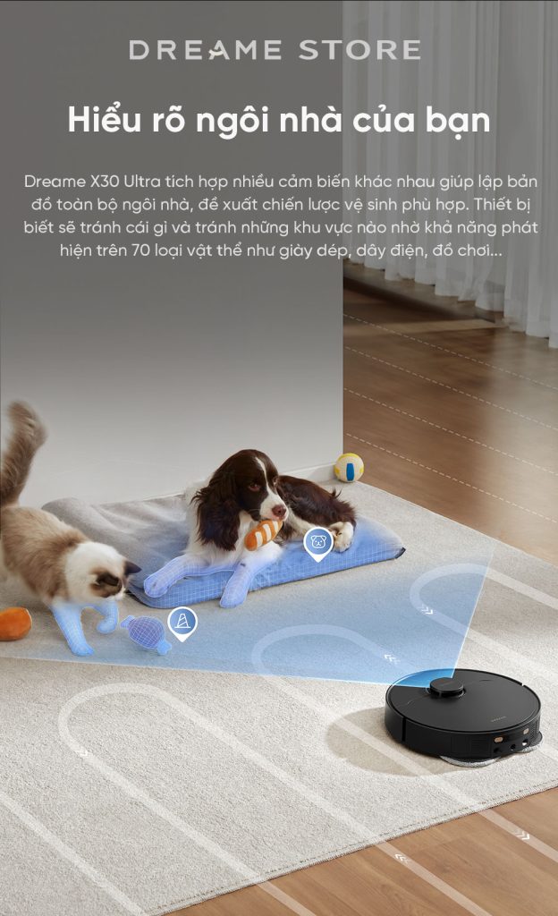 Dreame X30 Ultra nhận biết vật dụng