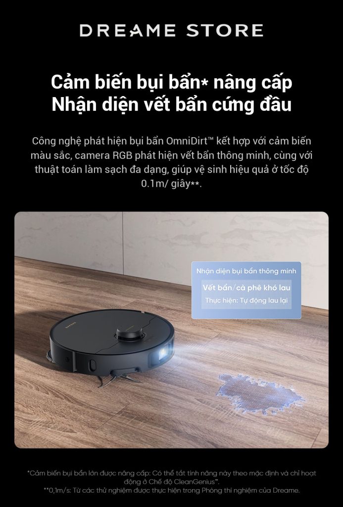 Dreame X40 Master phát hiện bụi bẩn
