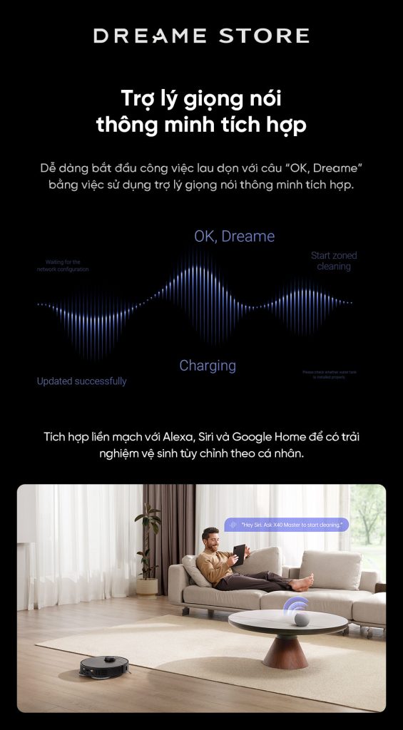 Dreame X40 Master trợ lý giọng nói