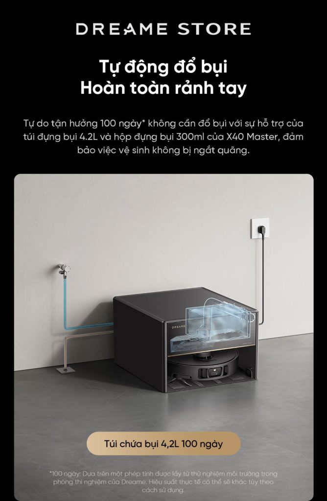 Dreame X40 Master tự đổ bụi