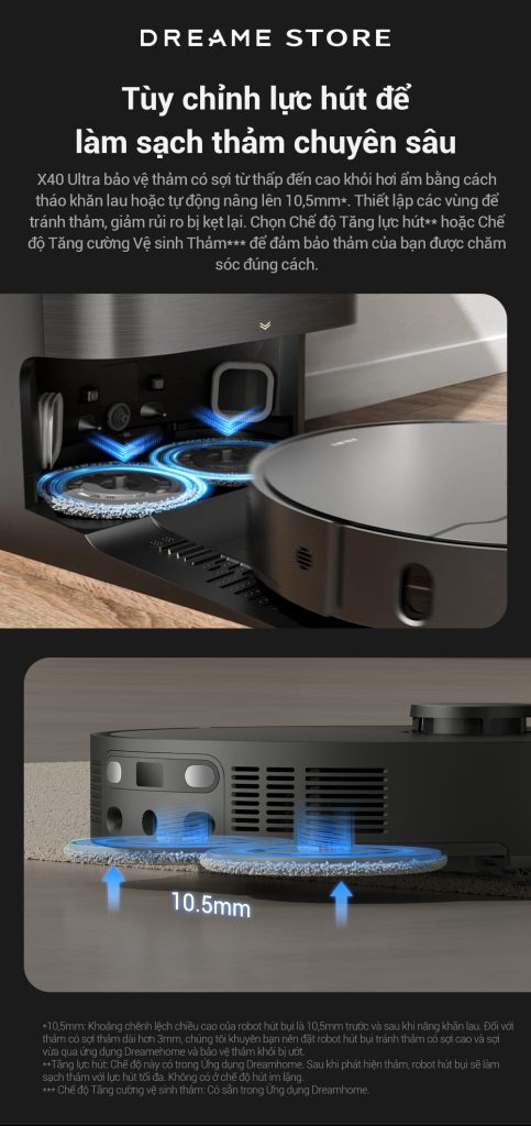 Dreame X40 Ultra - làm sạch thảm