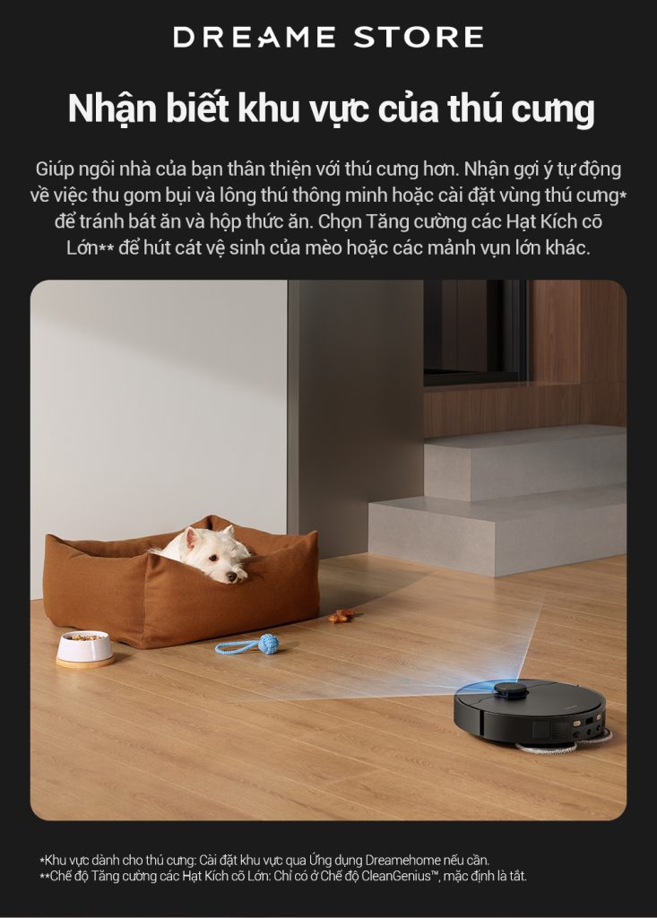 Dreame X40 Ultra nhận diện khu vực thú cưng
