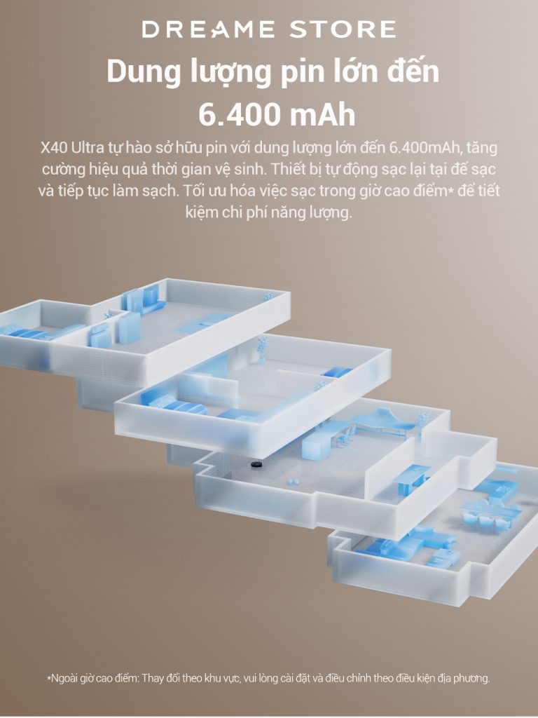 Dreame X40 Ultra - Pin 6.400 mAh