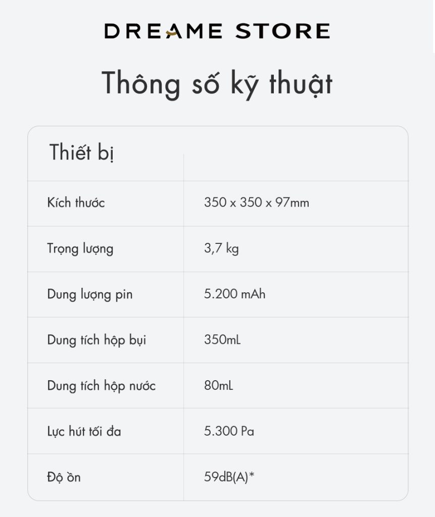 Dreame L10s Ultra SE Thông số kỹ thuật
