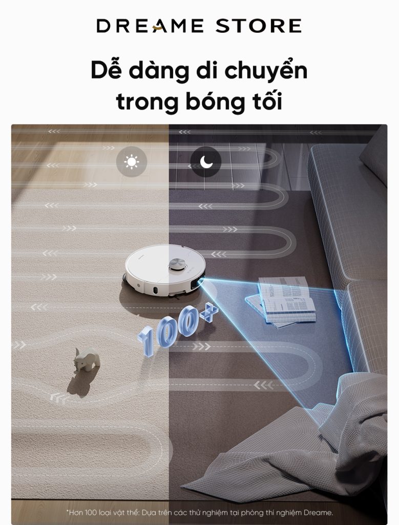 Dreame L40 Ultra dễ dàng di chuyển trong bóng tối