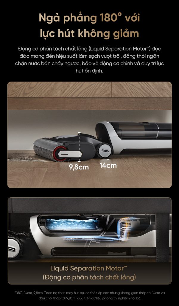 Cơ chế ngã phẳng 180° của Dreame H14 Ultra 