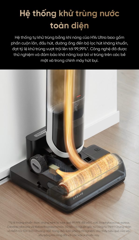 Dreame H14 Ultra áp dụng quy trình khử trùng toàn diện