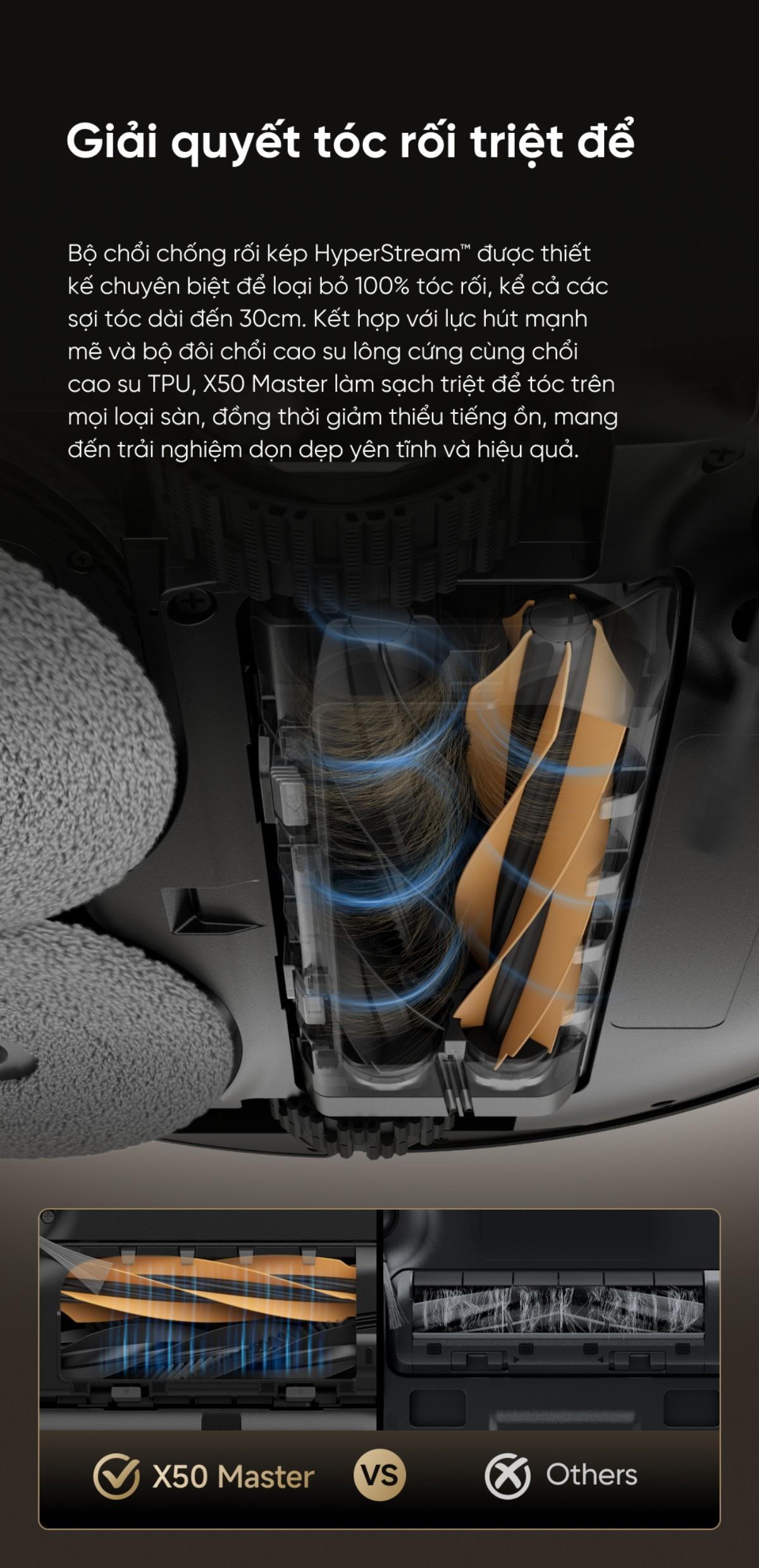 Dreame X50 Master giải quyết tóc rối triệt để