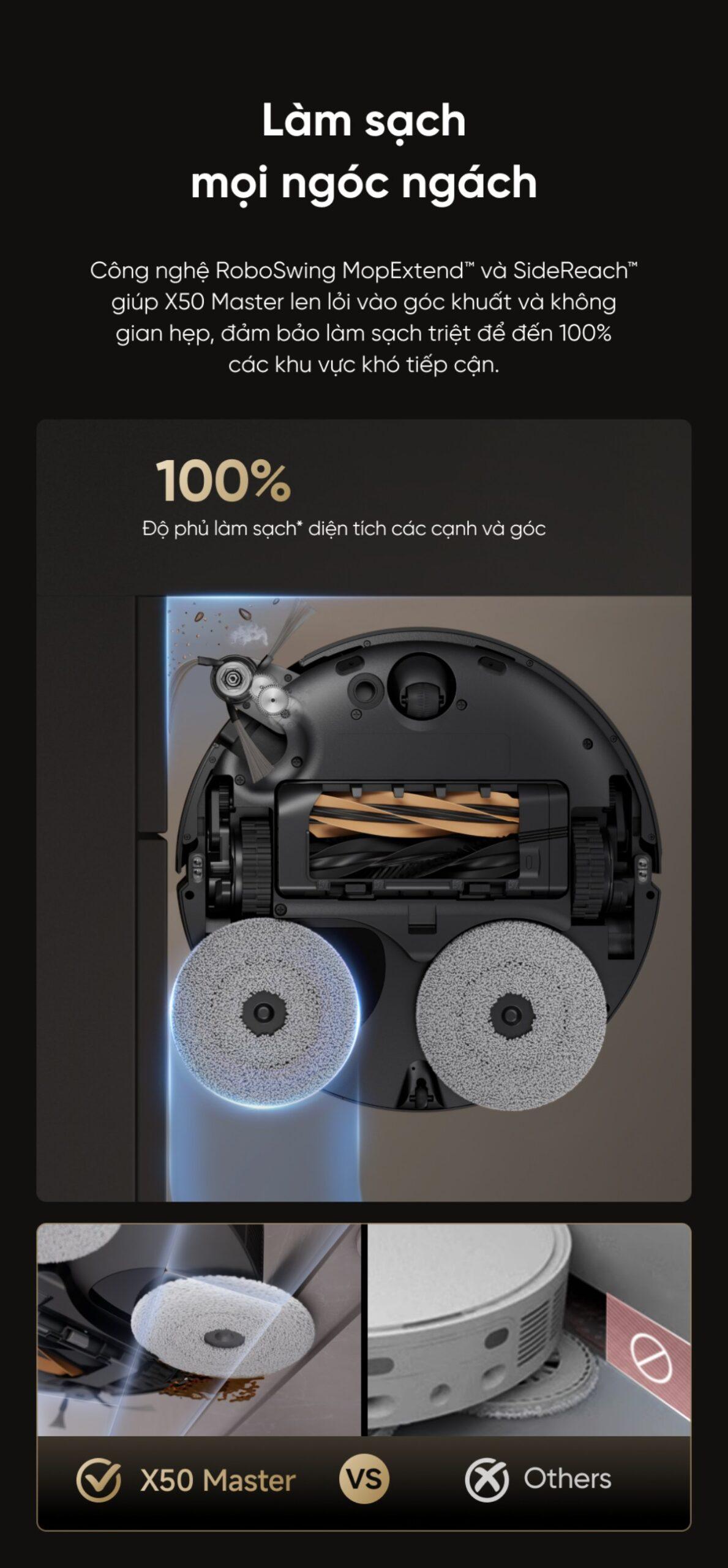 Dreame X50 Master làm sạch mọi ngóc ngách