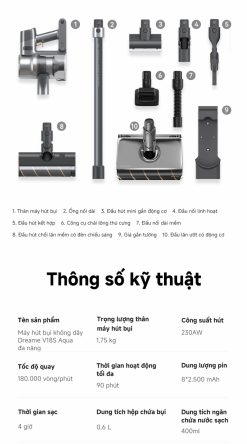 Máy hút bụi không dây Dreame V18S Aqua - Chính hãng