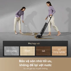 Máy hút bụi lau nhà khô và ướt Dreame H12 FlexReach phù hợp với nhiều chất liệu