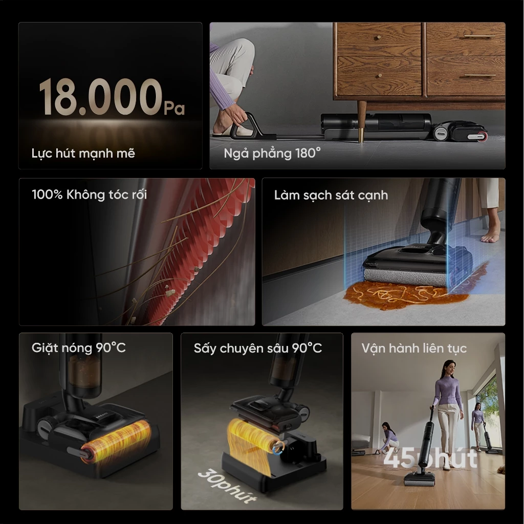 Máy hút bụi lau nhà khô và ướt Dreame H12 FlexReach ưu điểm vượt trội