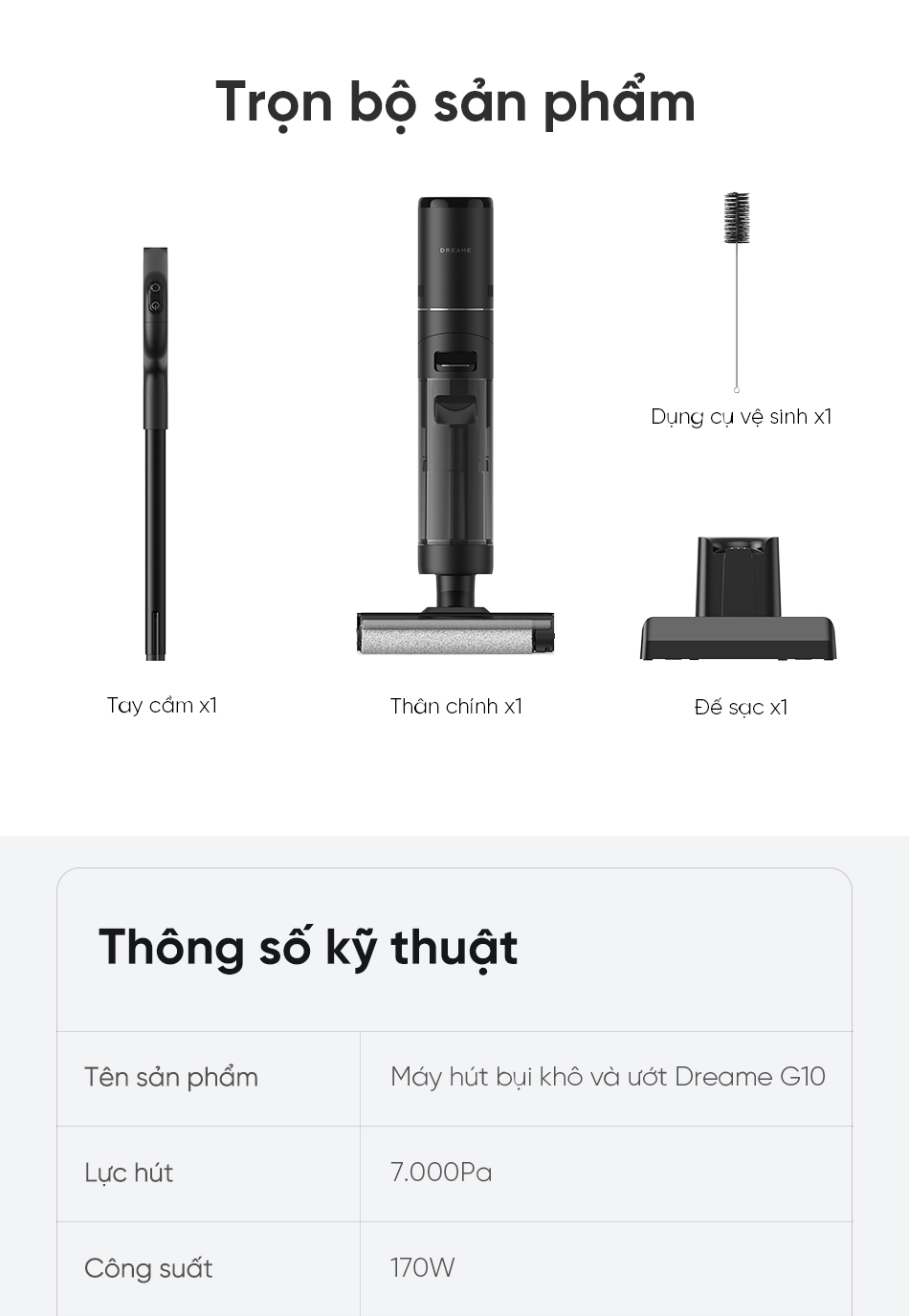 Máy hút bụi lau nhà thông minh Dreame G10 thông số kỹ thuật