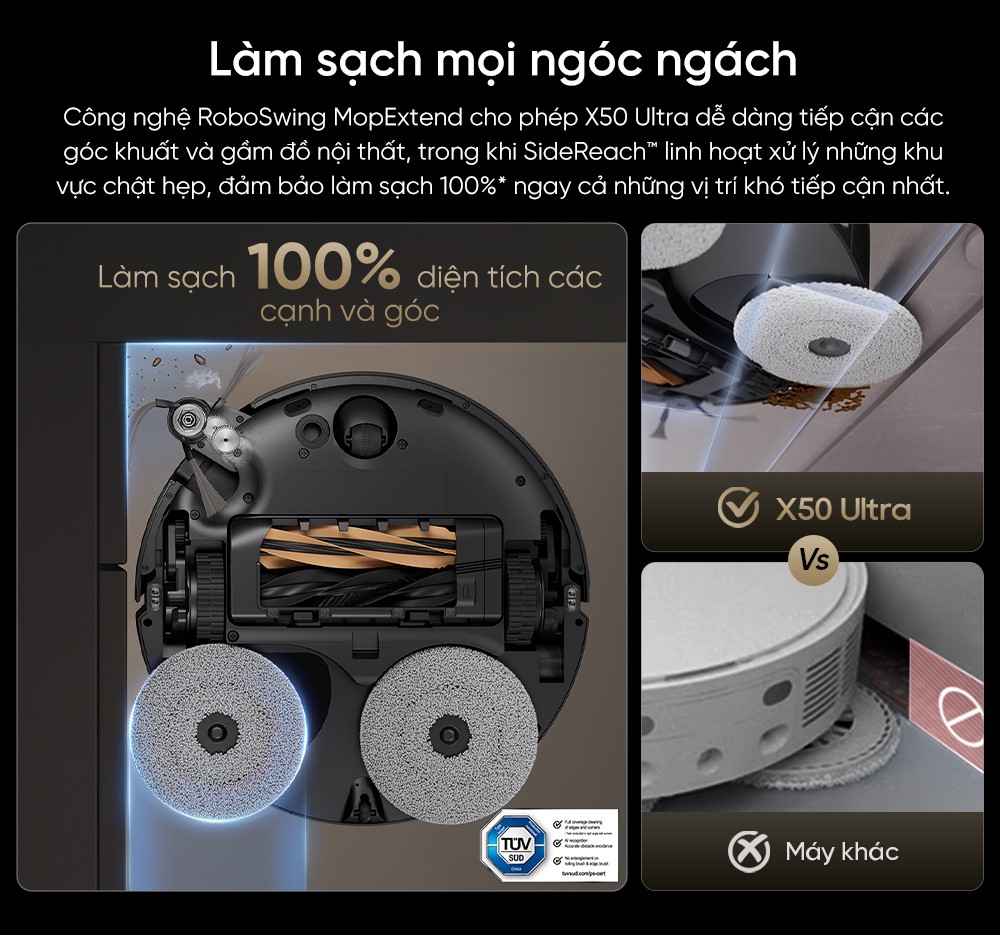 So sánh Dreame Aqua 10 Pro Track và Dreame X50 Ultra  công nghệ lau