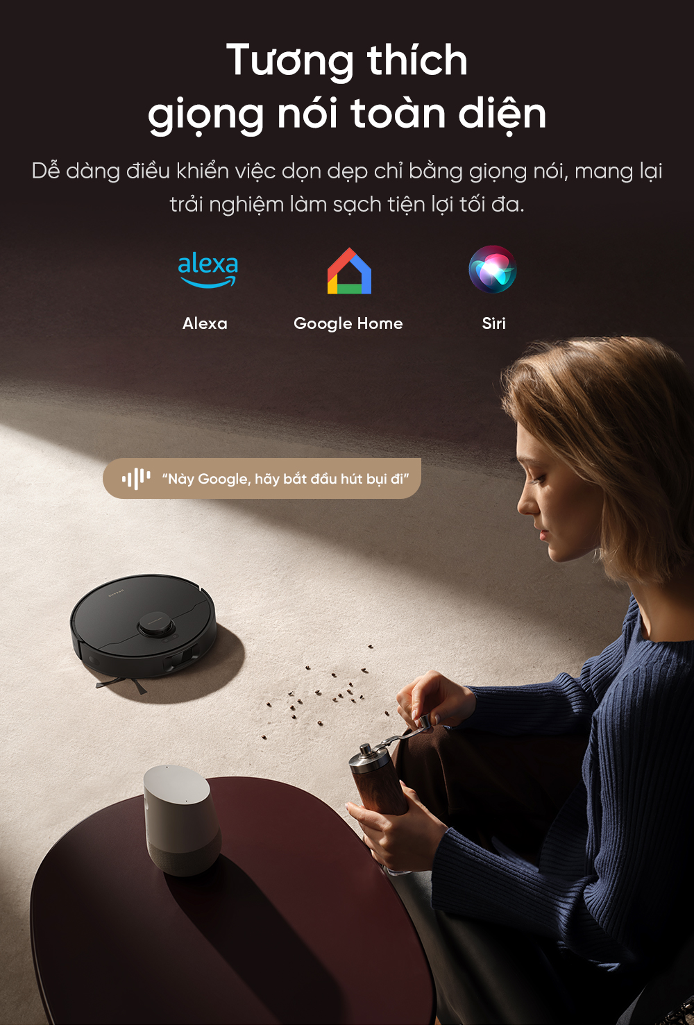 Robot hút bụi lau nhà thông minh Dreame D20 điều khiển bằng giọng nói