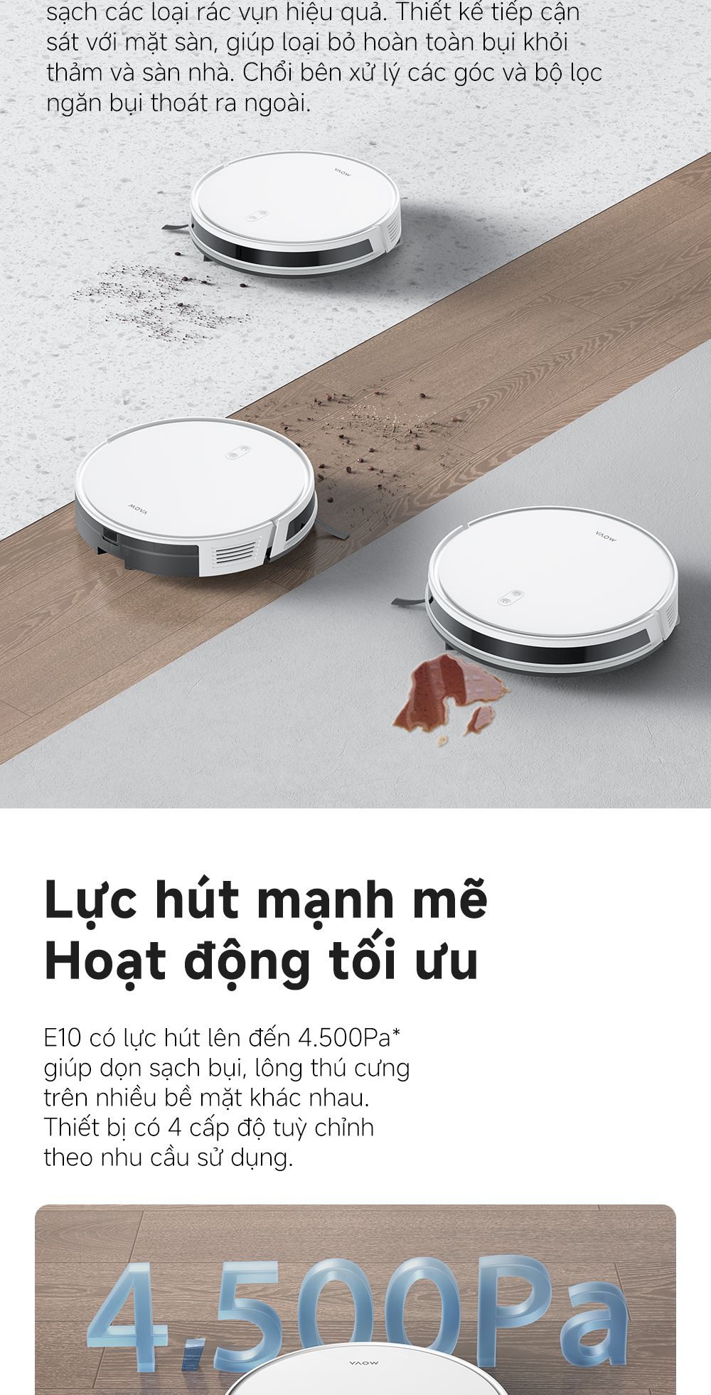 Robot hút bụi lau nhà thông minh MOVA E10 lực hút mạnh mẽ