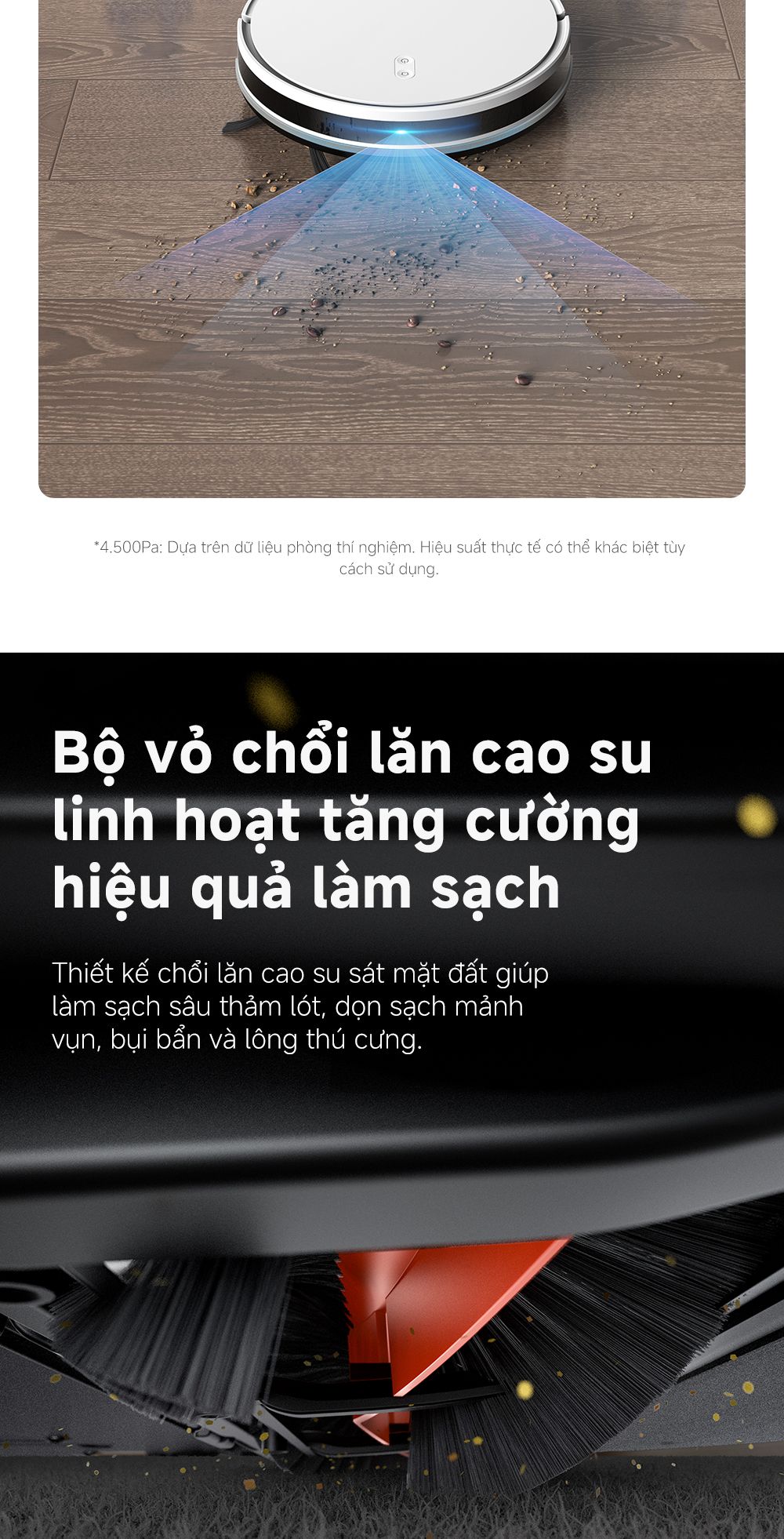 Robot hút bụi lau nhà thông minh MOVA E10 vỏ chổi lăn cao su